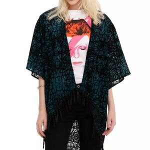 Hot Topic Teal Flocked Kimono Top